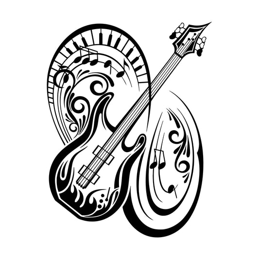 Engraving Stickers Music Guitar Musical Instrument Notes Easy Installation