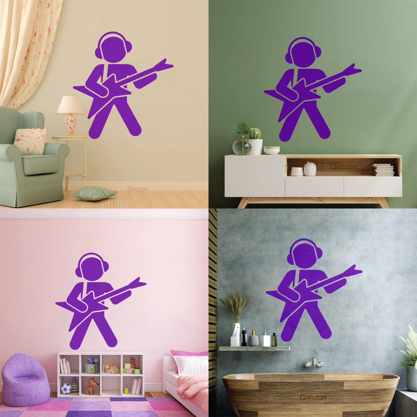 Lettering Decals Music Guitar Player Guitarist Musician Teen Art Mural Painting