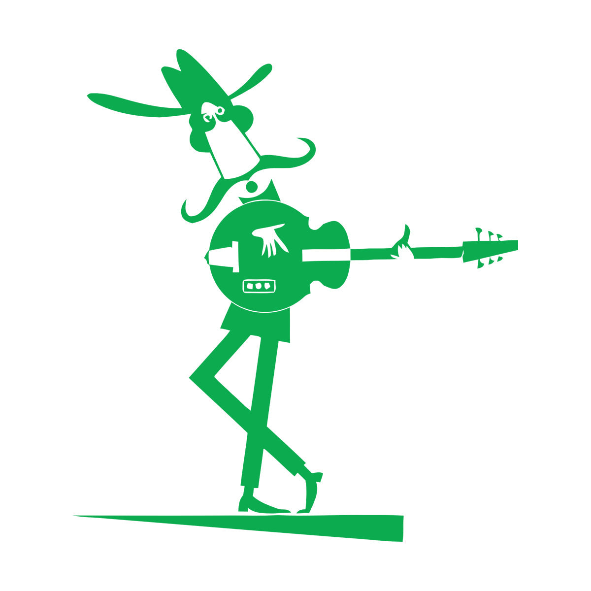Wall Decals Pvc Cartoon Guitarist Musician Hat Big Mustache Multiple Size Options