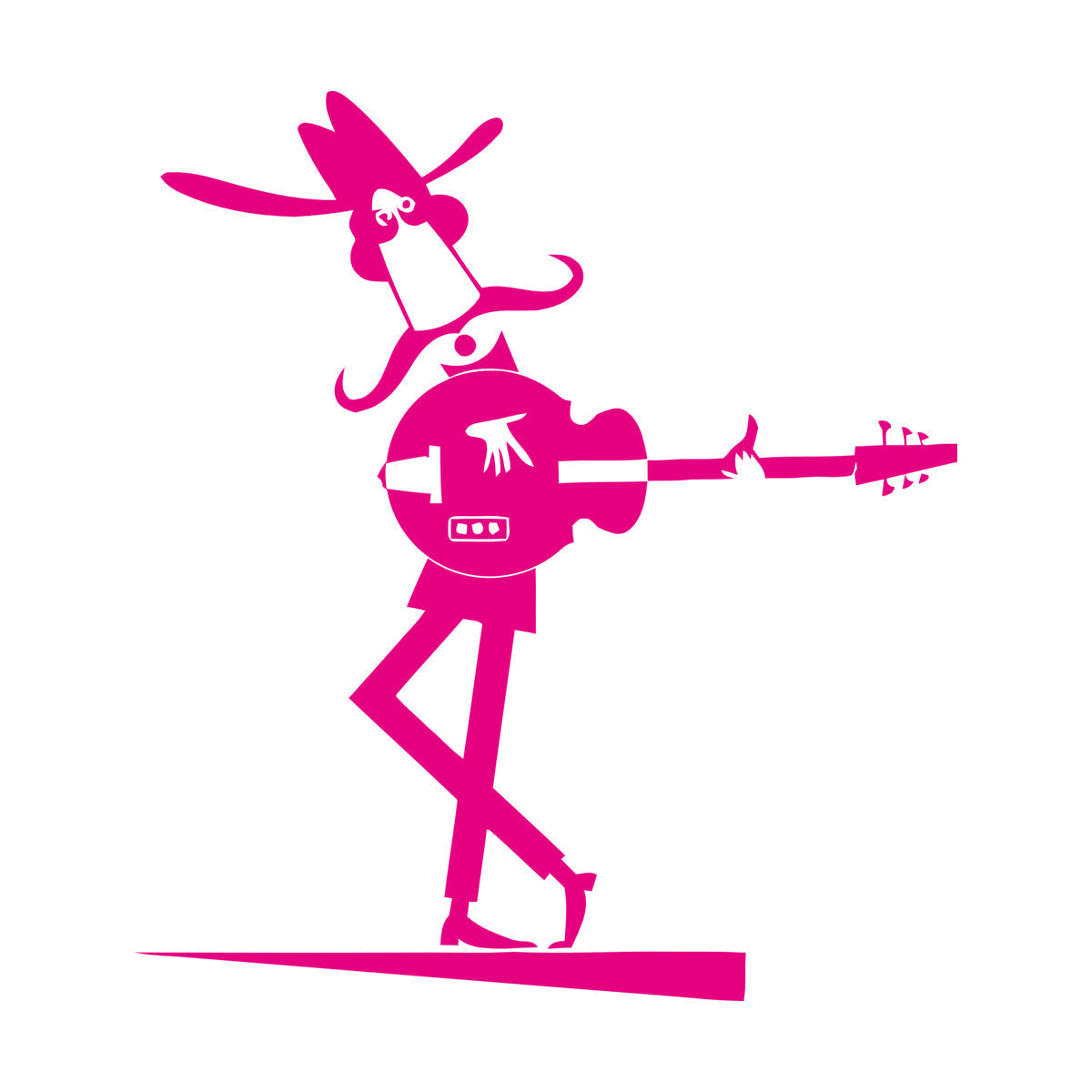 Wall Decals Pvc Cartoon Guitarist Musician Hat Big Mustache Multiple Size Options