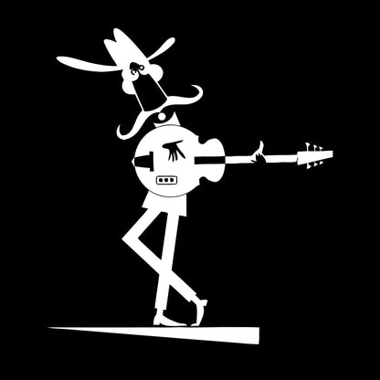 Wall Decals Pvc Cartoon Guitarist Musician Hat Big Mustache Multiple Size Options