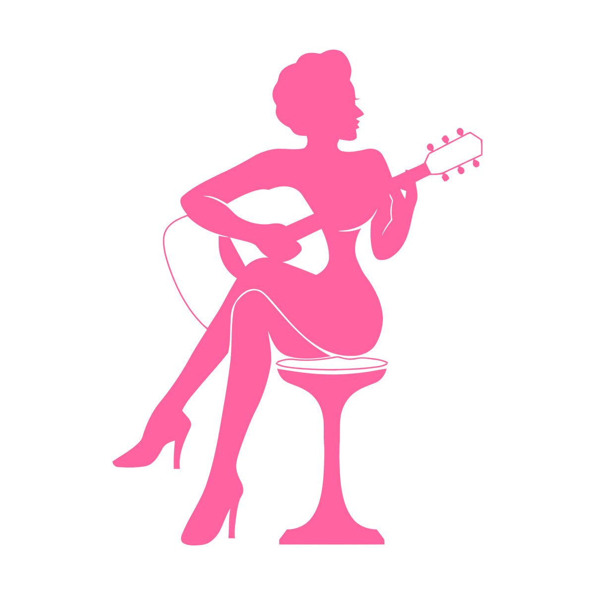Lettering Stickers Woman Silhouette Guitar Music Singers Waterproof