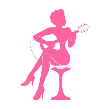 Lettering Stickers Woman Silhouette Guitar Music Singers Waterproof