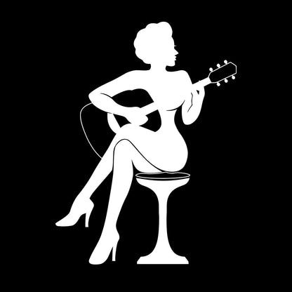 Lettering Stickers Woman Silhouette Guitar Music Singers Waterproof