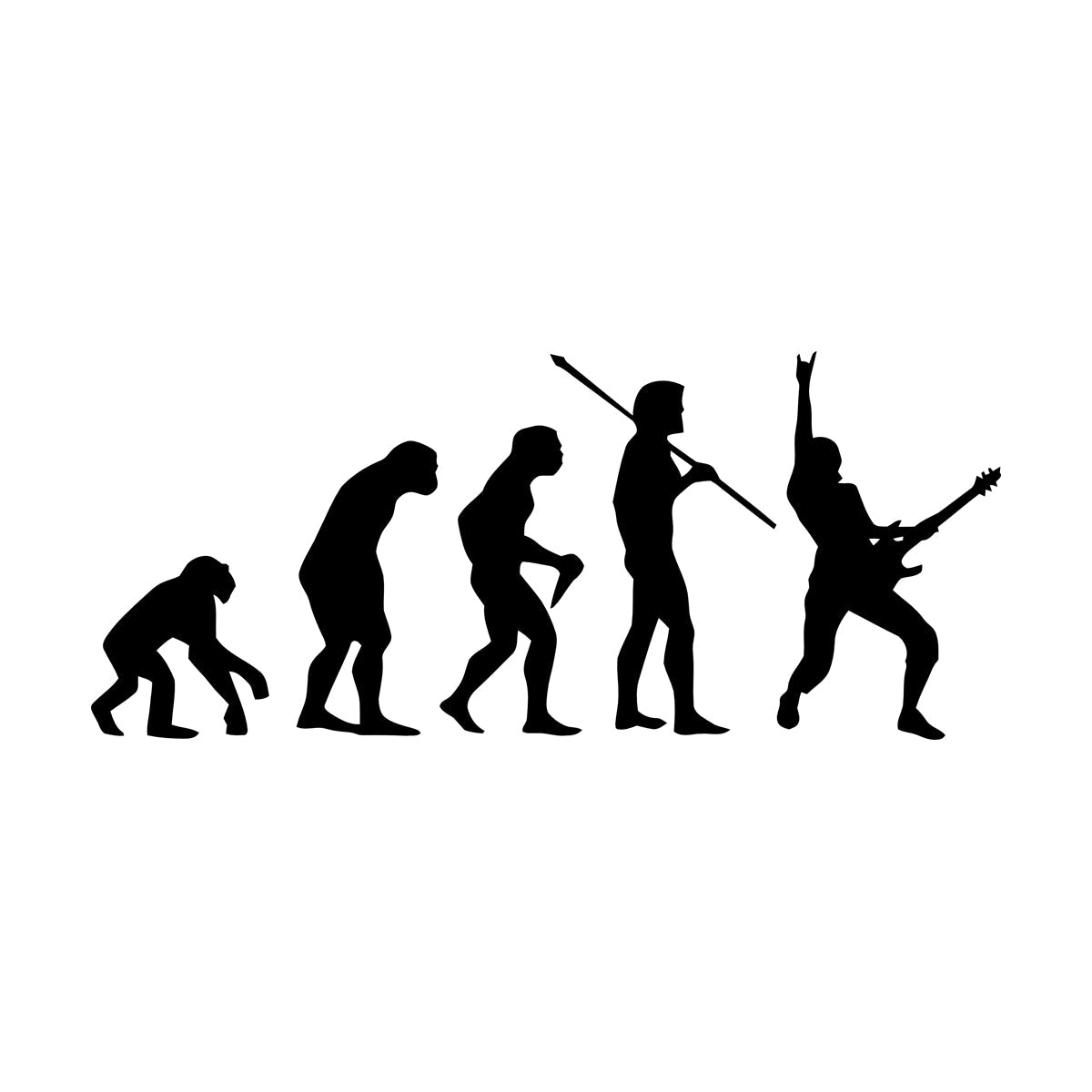 Rock Music Guitar Evolution Monkey Funny Home Wall Decals Paster Paper It Won'T Fall Off