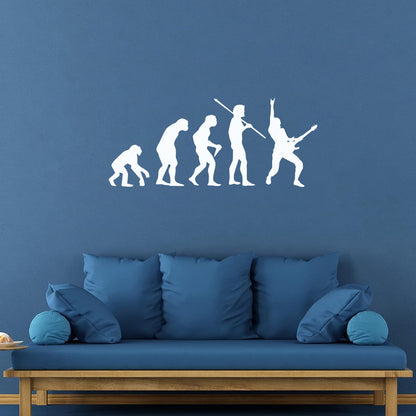 Rock Music Guitar Evolution Monkey Funny Home Wall Decals Paster Paper It Won'T Fall Off