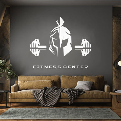 Vinyl Wall Decals Fitnesscenter Center Helmet Lettering Barbell Art Decoration