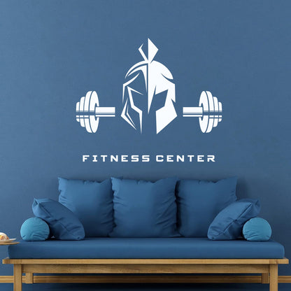 Vinyl Wall Decals Fitnesscenter Center Helmet Lettering Barbell Art Decoration