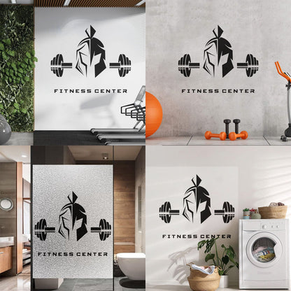 Vinyl Wall Decals Fitnesscenter Center Helmet Lettering Barbell Art Decoration