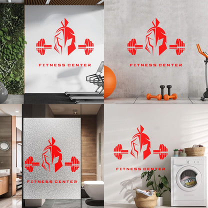 Vinyl Wall Decals Fitnesscenter Center Helmet Lettering Barbell Art Decoration