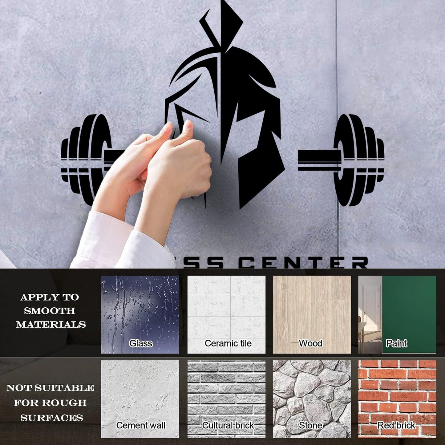 Vinyl Wall Decals Fitnesscenter Center Helmet Lettering Barbell Art Decoration