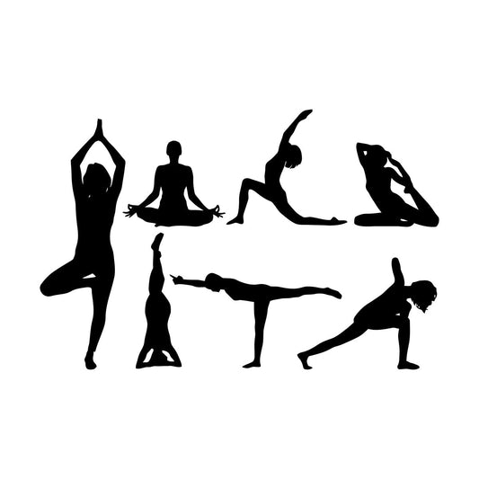 Gymnastics Yoga Girls Silhouette Meditation Studio Engraving Decals Wall Beautification
