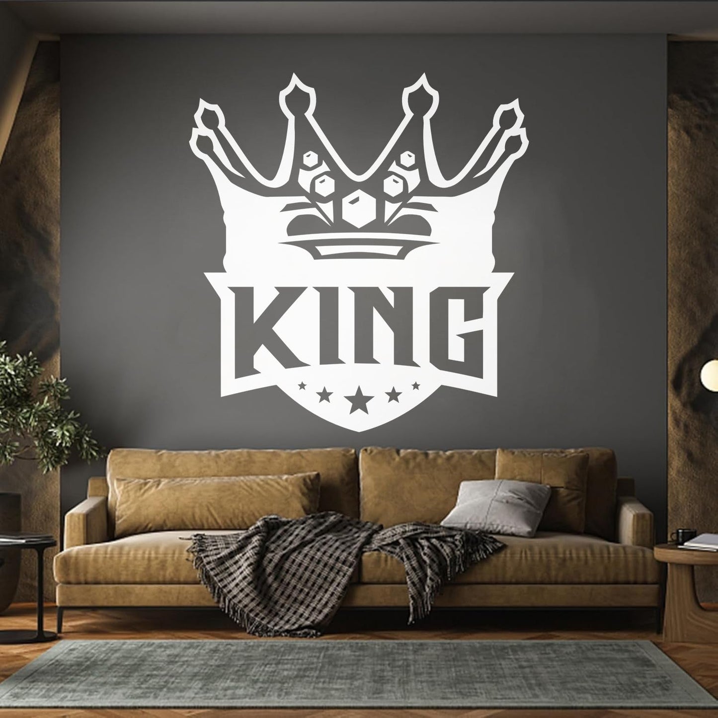 Mural And Wall Vinyl Decal King Crown Lettering Gymnastics Shops Home Kingdom Stars Car Body Decoration