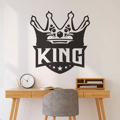 Mural And Wall Vinyl Decal King Crown Lettering Gymnastics Shops Home Kingdom Stars Car Body Decoration
