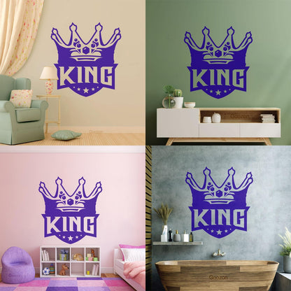 Mural And Wall Vinyl Decal King Crown Lettering Gymnastics Shops Home Kingdom Stars Car Body Decoration