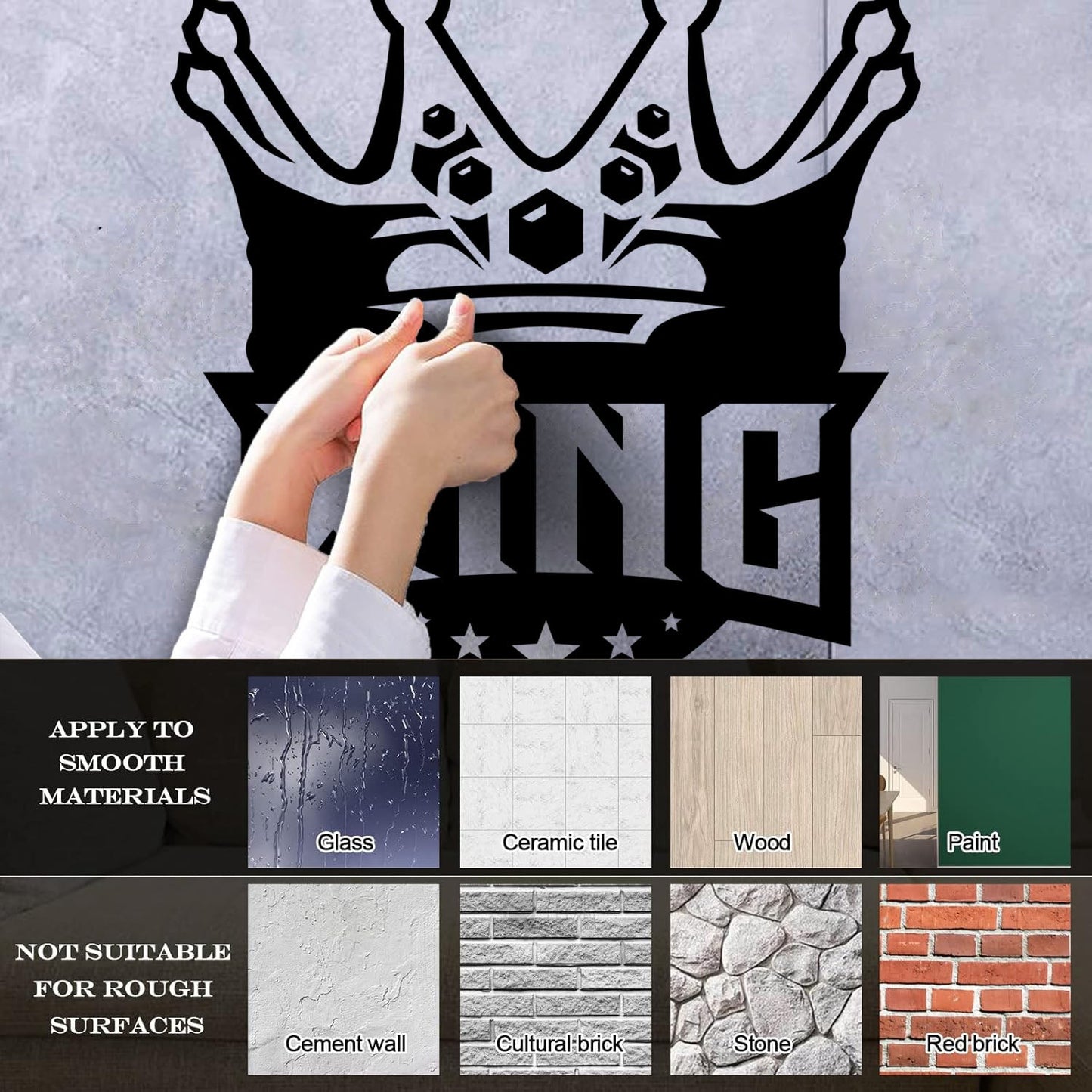 Mural And Wall Vinyl Decal King Crown Lettering Gymnastics Shops Home Kingdom Stars Car Body Decoration