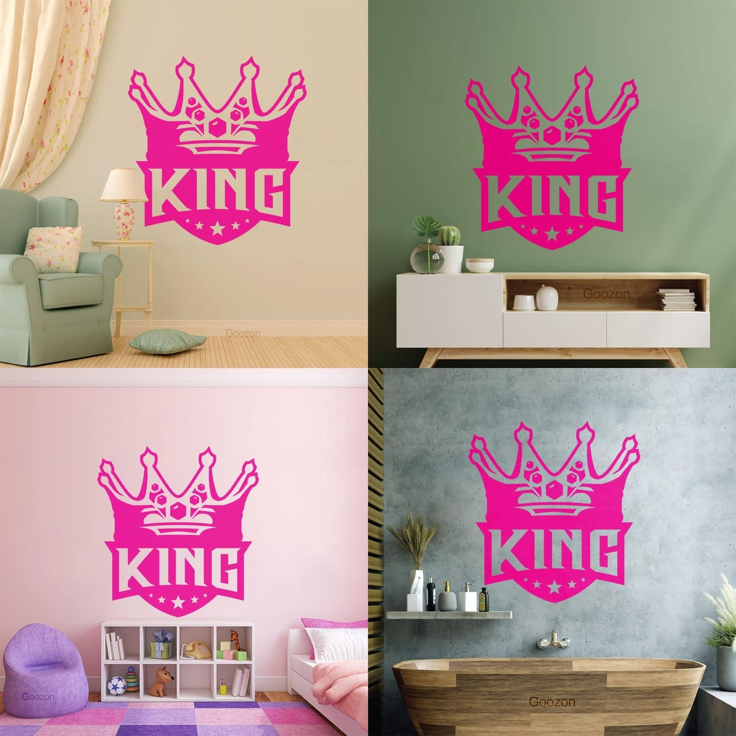 Mural And Wall Vinyl Decal King Crown Lettering Gymnastics Shops Home Kingdom Stars Car Body Decoration