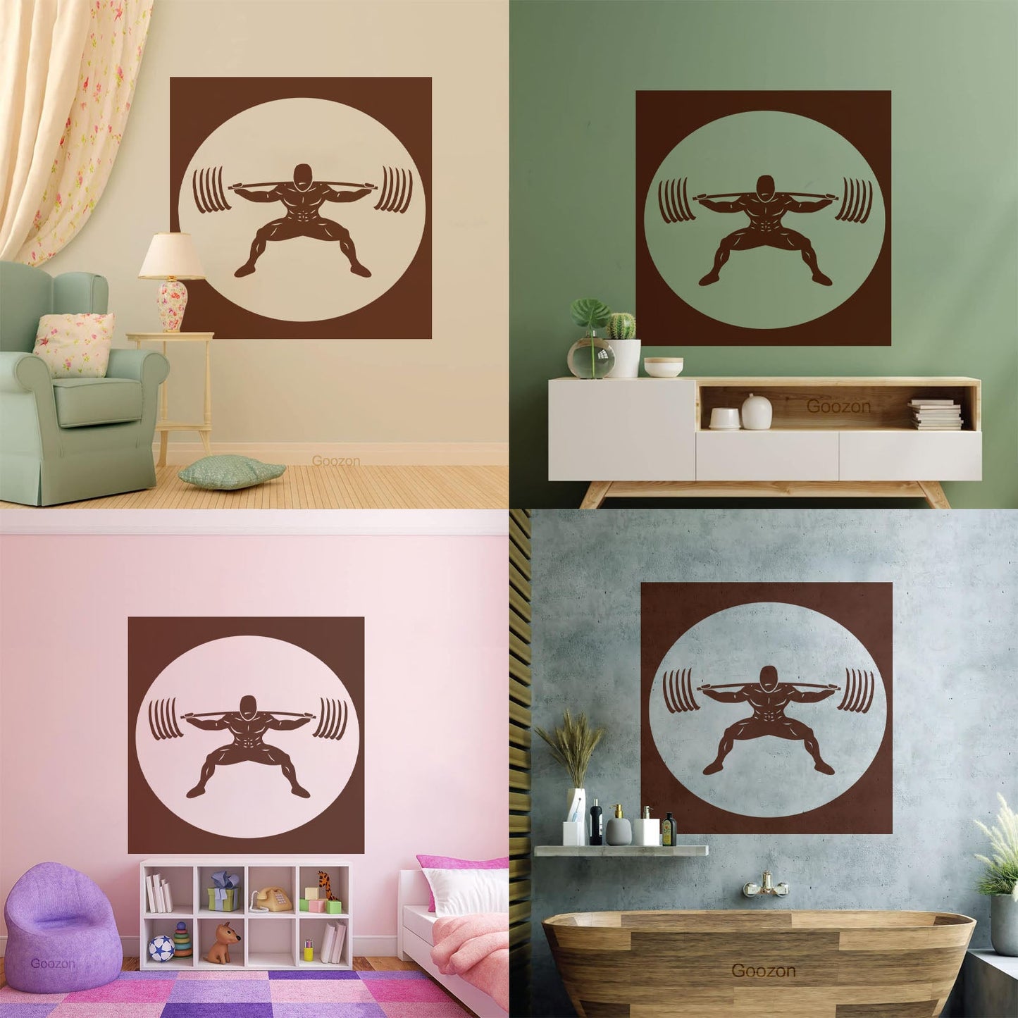 Wall Stickers Paster Paper Image Gymnastics Training Iron Weight Bar Window Decals