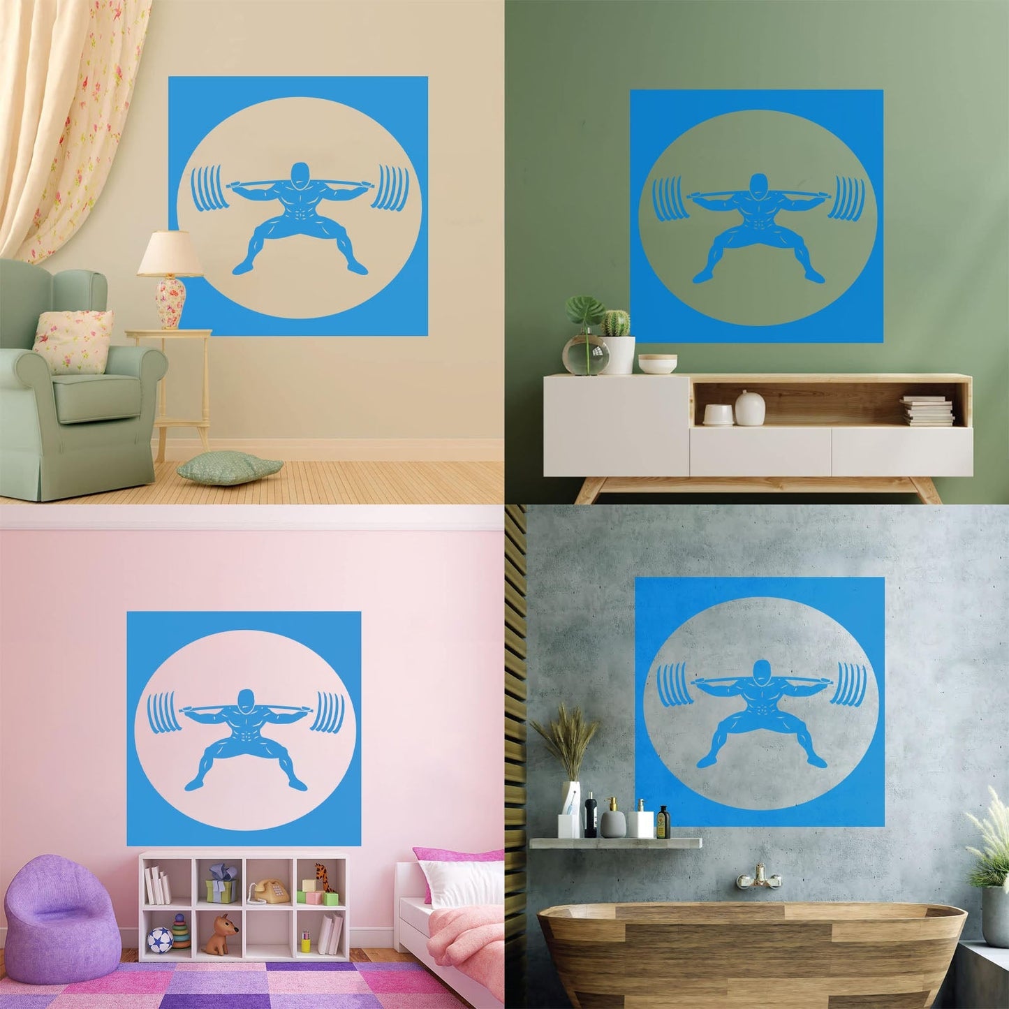 Wall Stickers Paster Paper Image Gymnastics Training Iron Weight Bar Window Decals