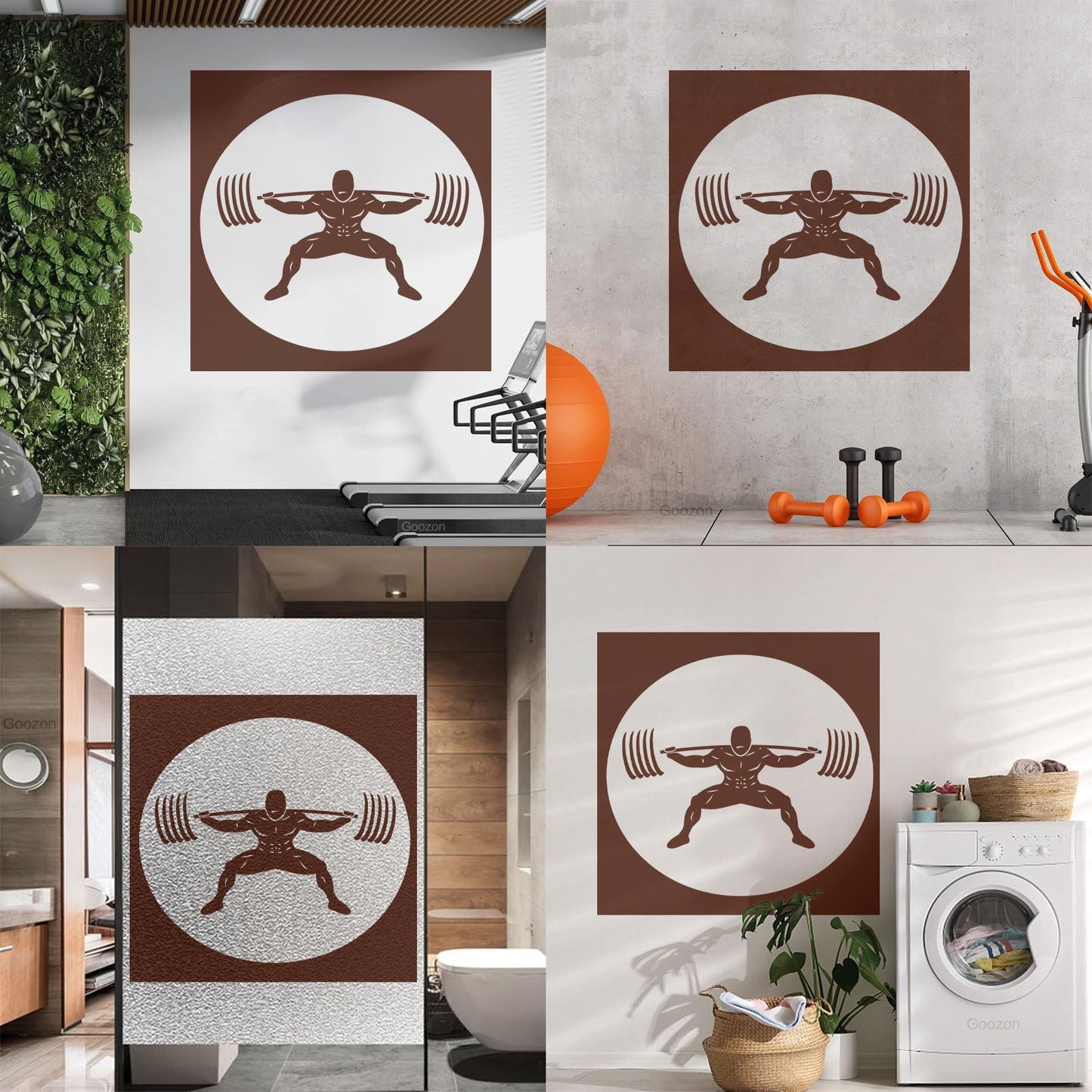 Wall Stickers Paster Paper Image Gymnastics Training Iron Weight Bar Window Decals