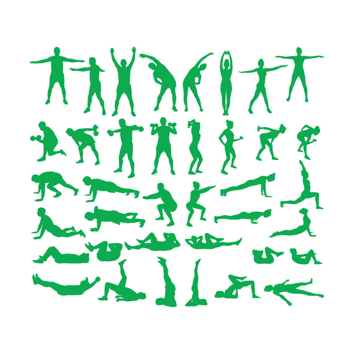 Exercise Silhouette Trains Set Icons Gymnastics Sport Vinyl Wall Stickers Multiple Size Options