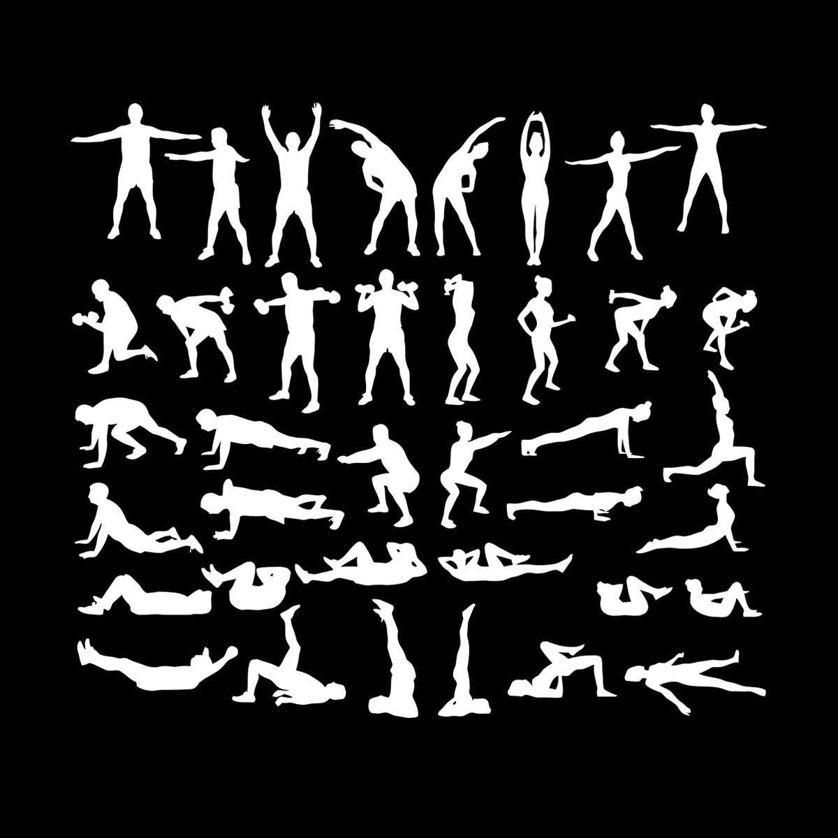 Exercise Silhouette Trains Set Icons Gymnastics Sport Vinyl Wall Stickers Multiple Size Options
