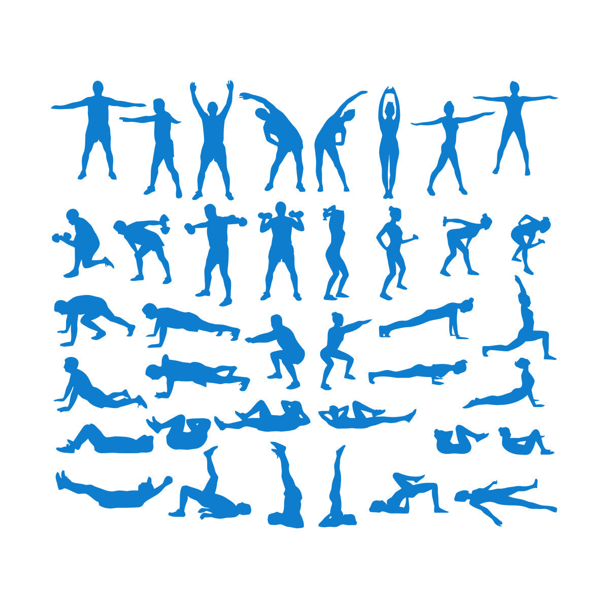 Exercise Silhouette Trains Set Icons Gymnastics Sport Vinyl Wall Stickers Multiple Size Options