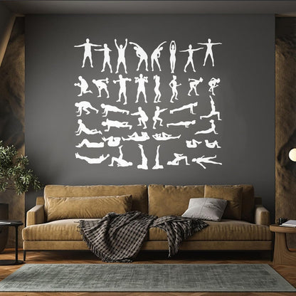 Exercise Silhouette Trains Set Icons Gymnastics Sport Vinyl Wall Stickers Multiple Size Options