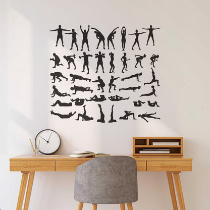 Exercise Silhouette Trains Set Icons Gymnastics Sport Vinyl Wall Stickers Multiple Size Options