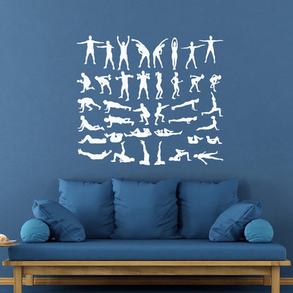 Exercise Silhouette Trains Set Icons Gymnastics Sport Vinyl Wall Stickers Multiple Size Options