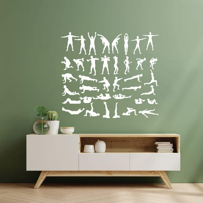 Exercise Silhouette Trains Set Icons Gymnastics Sport Vinyl Wall Stickers Multiple Size Options