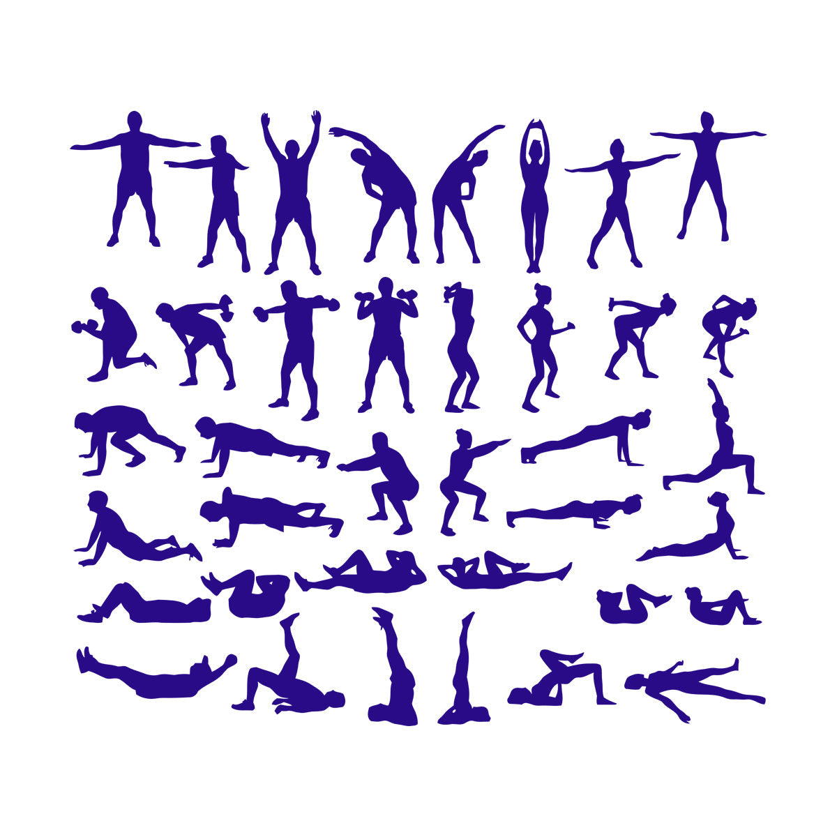 Exercise Silhouette Trains Set Icons Gymnastics Sport Vinyl Wall Stickers Multiple Size Options