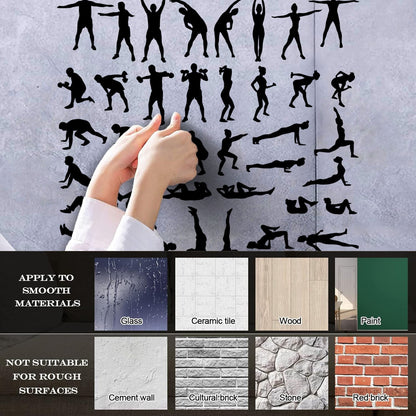 Exercise Silhouette Trains Set Icons Gymnastics Sport Vinyl Wall Stickers Multiple Size Options