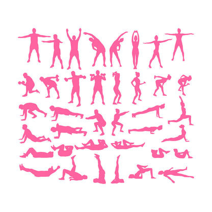 Exercise Silhouette Trains Set Icons Gymnastics Sport Vinyl Wall Stickers Multiple Size Options