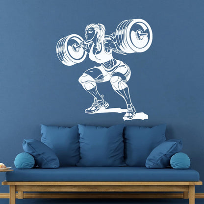 Vinyl Wall Decals Girl With Barbell Beautiful Fitnesscenter Gymnastics It Won'T Fall Off