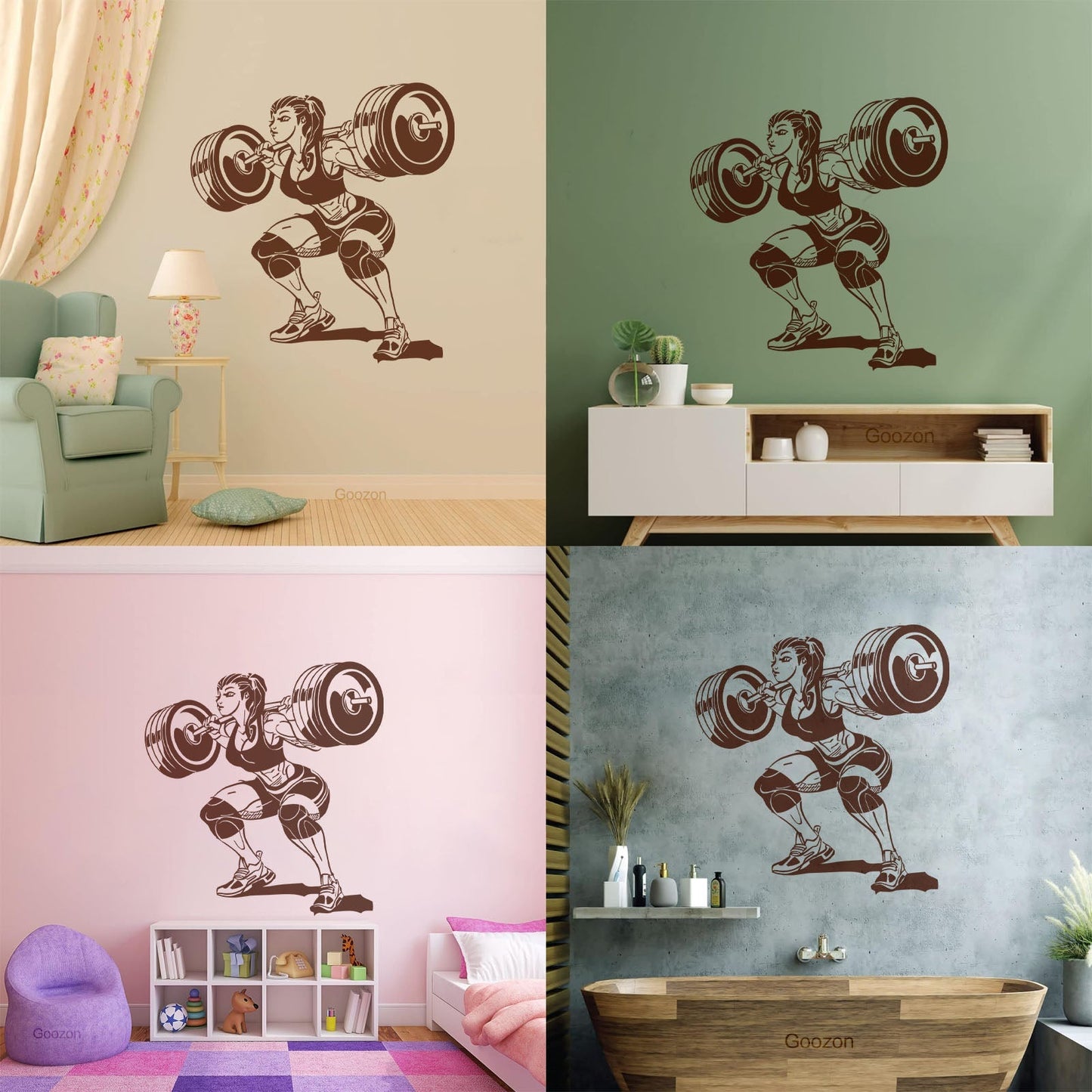 Vinyl Wall Decals Girl With Barbell Beautiful Fitnesscenter Gymnastics It Won'T Fall Off