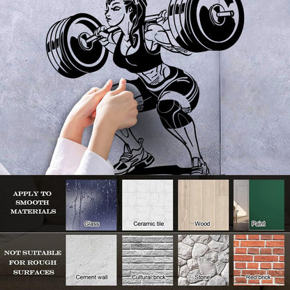 Vinyl Wall Decals Girl With Barbell Beautiful Fitnesscenter Gymnastics It Won'T Fall Off