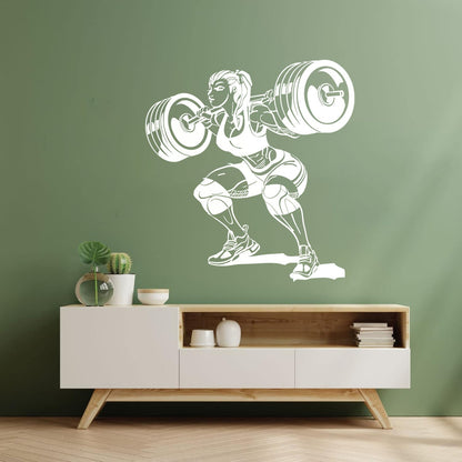 Vinyl Wall Decals Girl With Barbell Beautiful Fitnesscenter Gymnastics It Won'T Fall Off