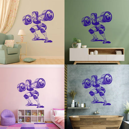 Vinyl Wall Decals Girl With Barbell Beautiful Fitnesscenter Gymnastics It Won'T Fall Off
