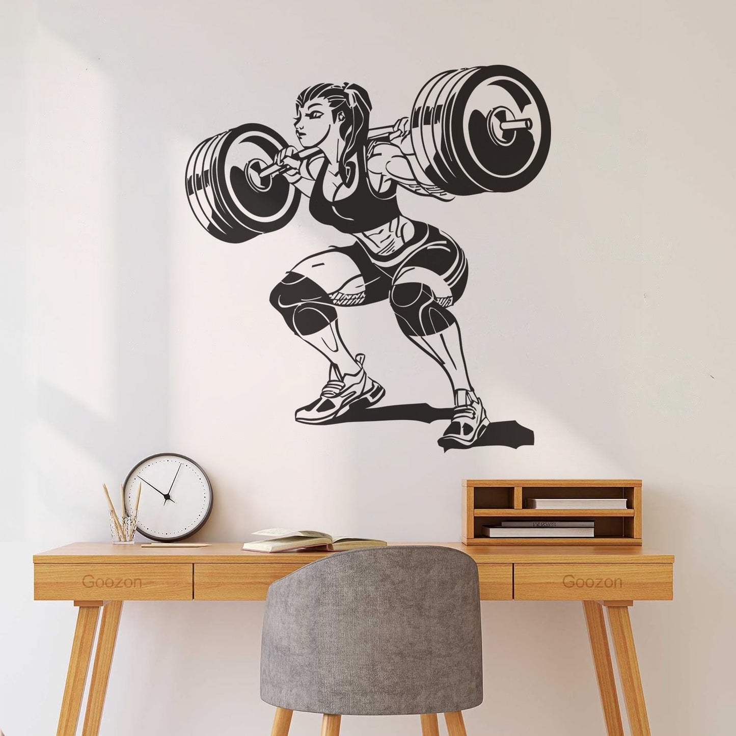 Vinyl Wall Decals Girl With Barbell Beautiful Fitnesscenter Gymnastics It Won'T Fall Off