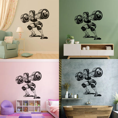 Vinyl Wall Decals Girl With Barbell Beautiful Fitnesscenter Gymnastics It Won'T Fall Off