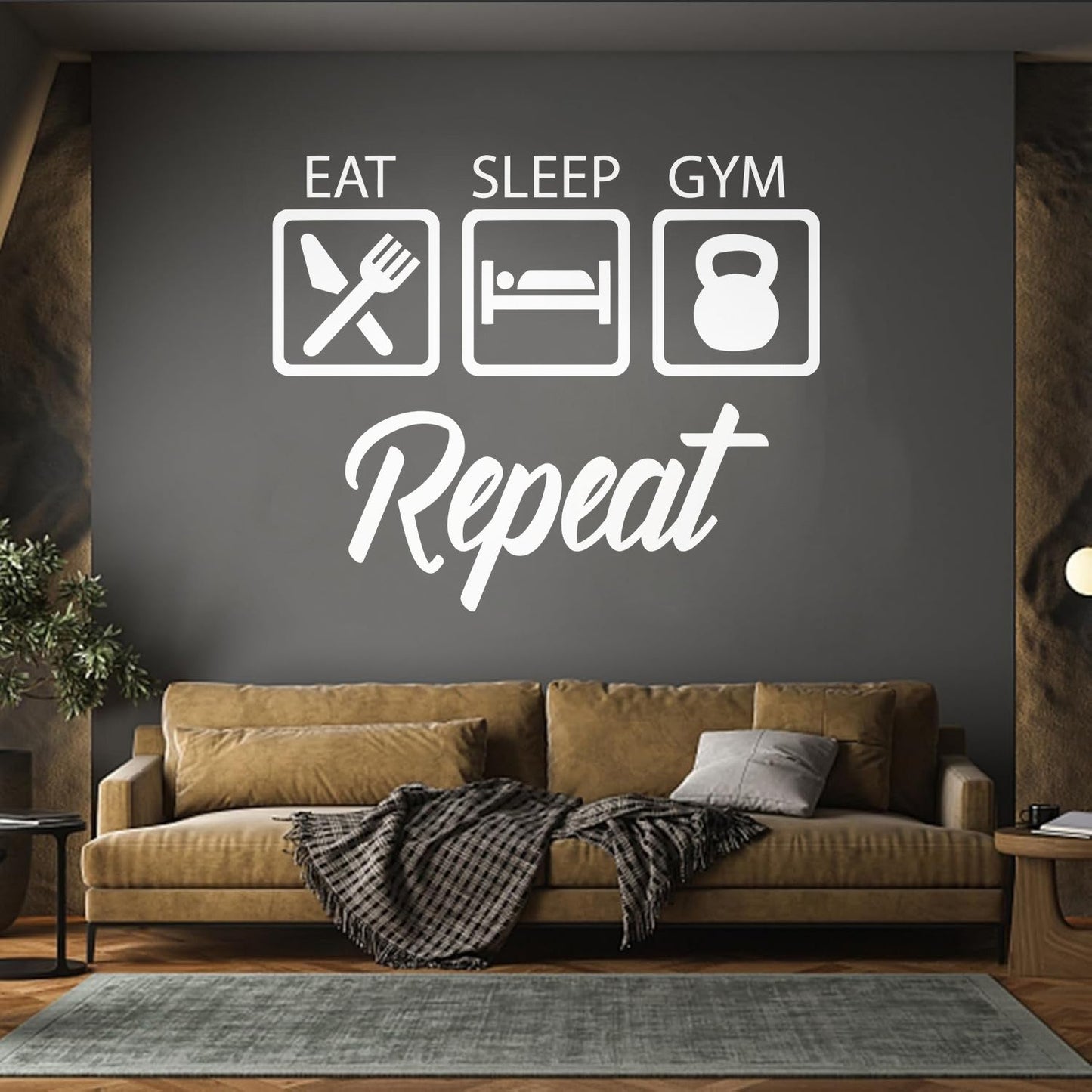 Wall Stickers Train Gymnastics Eat Sleep Repeat Boys Room Art Decoration