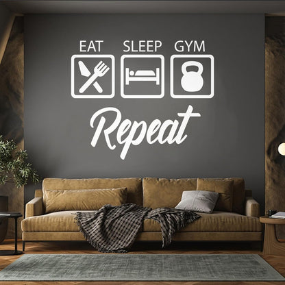 Wall Stickers Train Gymnastics Eat Sleep Repeat Boys Room Art Decoration