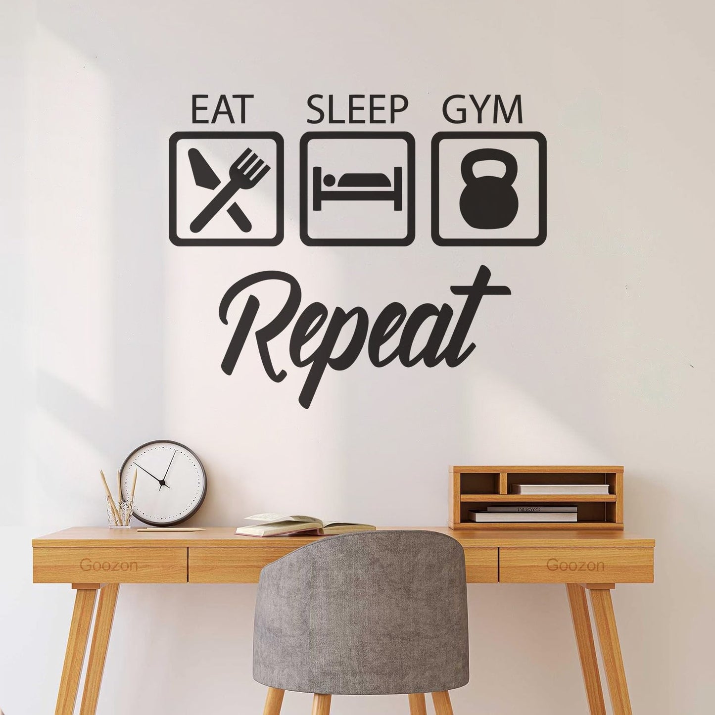 Wall Stickers Train Gymnastics Eat Sleep Repeat Boys Room Art Decoration
