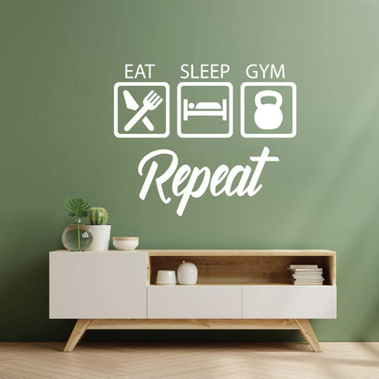 Wall Stickers Train Gymnastics Eat Sleep Repeat Boys Room Art Decoration