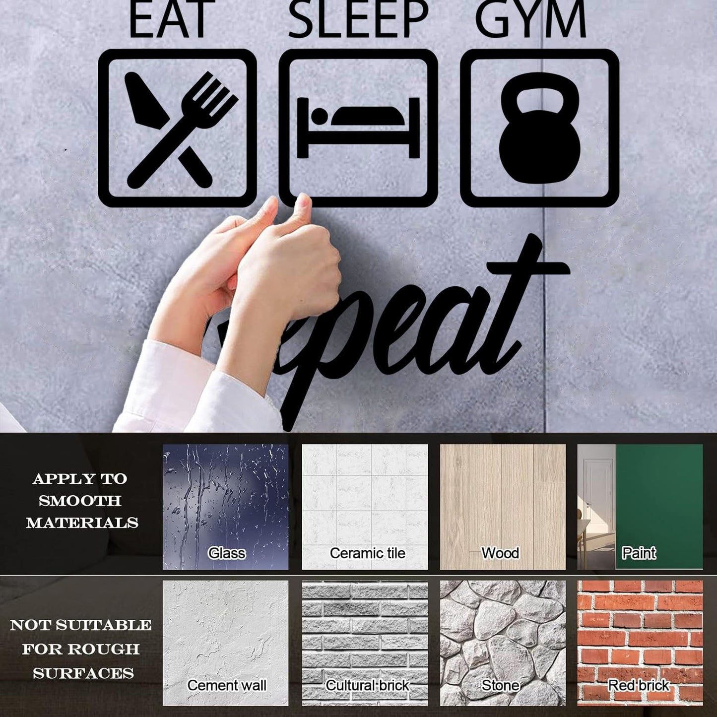 Wall Stickers Train Gymnastics Eat Sleep Repeat Boys Room Art Decoration