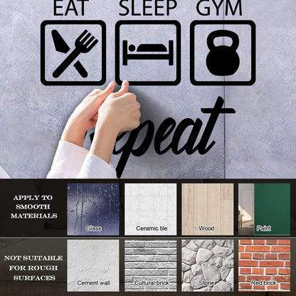 Wall Stickers Train Gymnastics Eat Sleep Repeat Boys Room Art Decoration