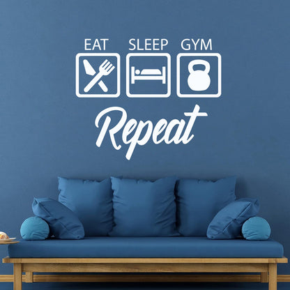 Wall Stickers Train Gymnastics Eat Sleep Repeat Boys Room Art Decoration