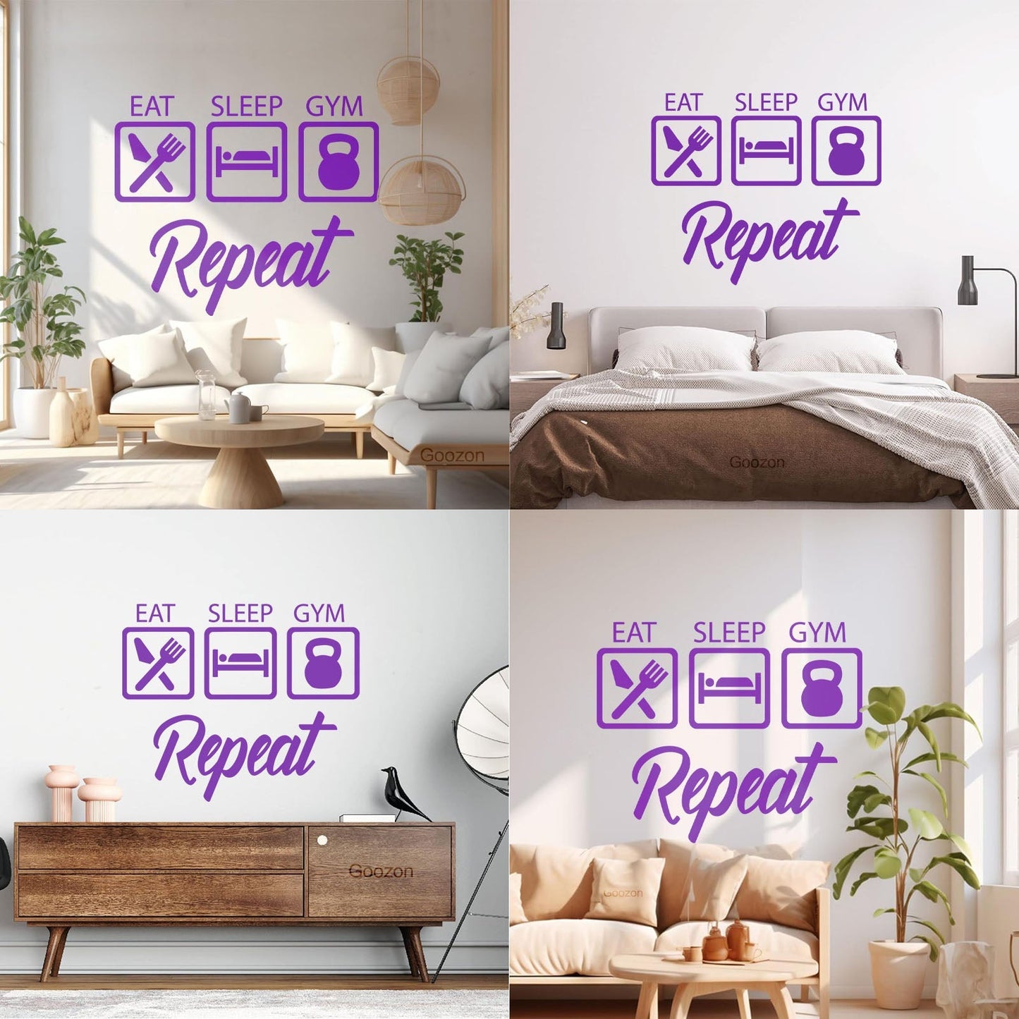 Wall Stickers Train Gymnastics Eat Sleep Repeat Boys Room Art Decoration