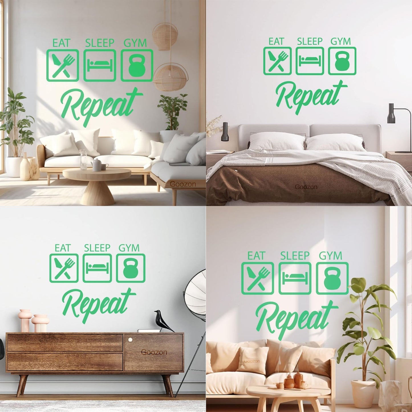 Wall Stickers Train Gymnastics Eat Sleep Repeat Boys Room Art Decoration